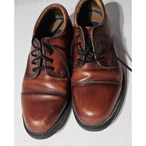 Dockers Oxford Dress Shoe Size 8W Brown Leather Round Cap Toe 090-2219